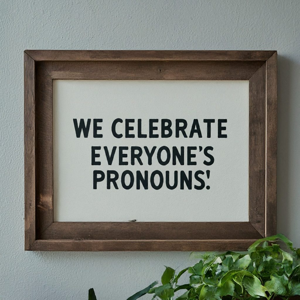 We celebrate everyone's pronouns message